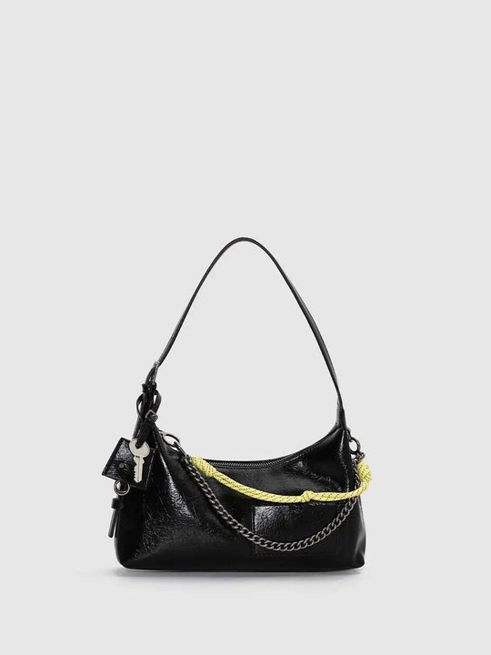 Artificial Leather Chain Detail Shoulder Bags