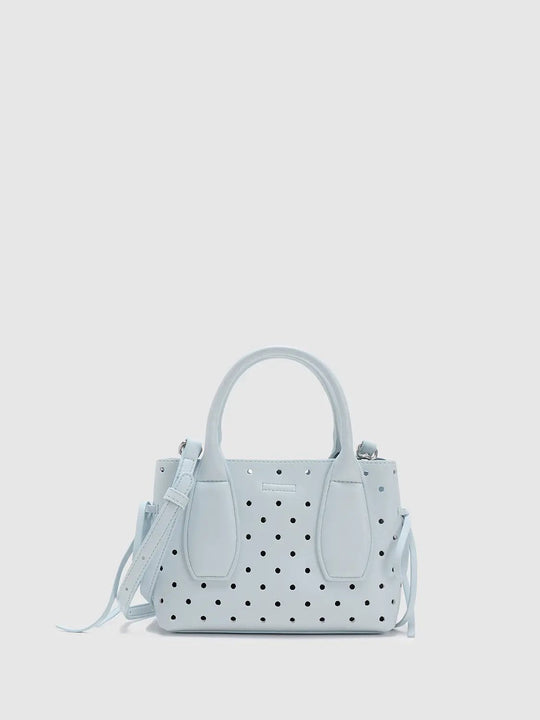 Faux Leather Perforated Dot Shoulder Bags