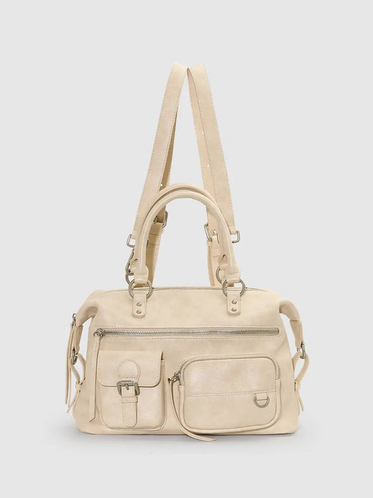 Artificial Leather Zipper Front Pocket Shoulder Bags