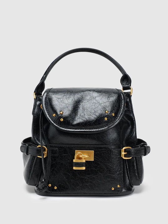 Faux Leather Gold Turnlock Backpacks