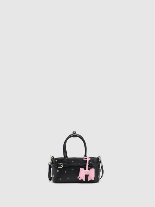 Crossbody Floral Print Pink Bow Charm Bag