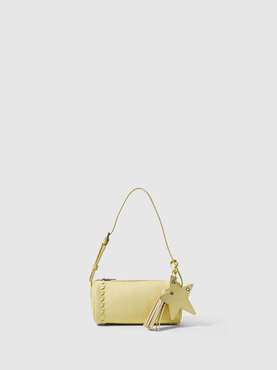 Pastel Yellow Star Tassel Accent Studded Edges Shoulder Bag