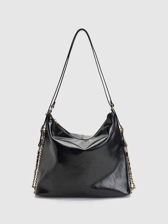 Textured Slouchy Hobo Chain Strap Bag