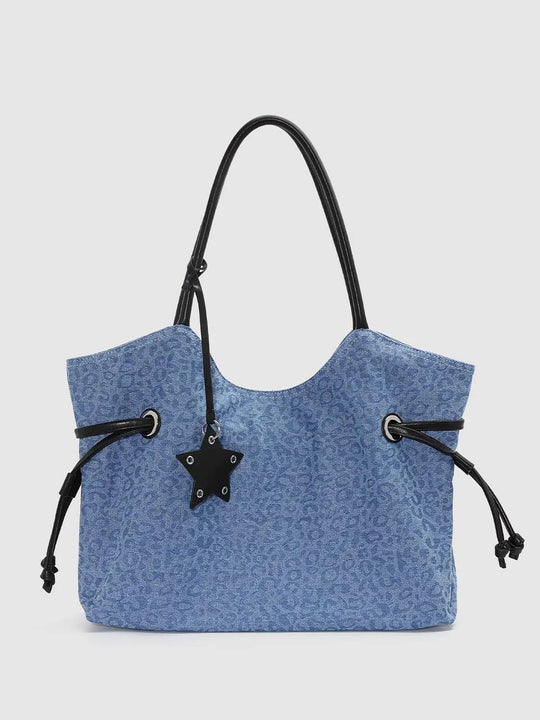 Blue Star Drawstring Textile Shopper Bag