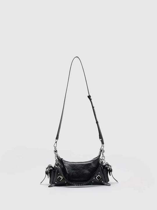 Dual Strap Studded Shoulder Crossbody Bag