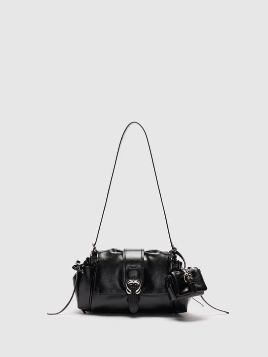 Buckle Shoulder Bag With Attached Pouch