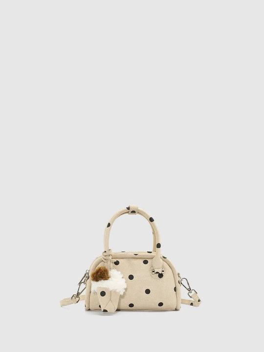 Textured Polka Dot Crossbody Bag With Charm