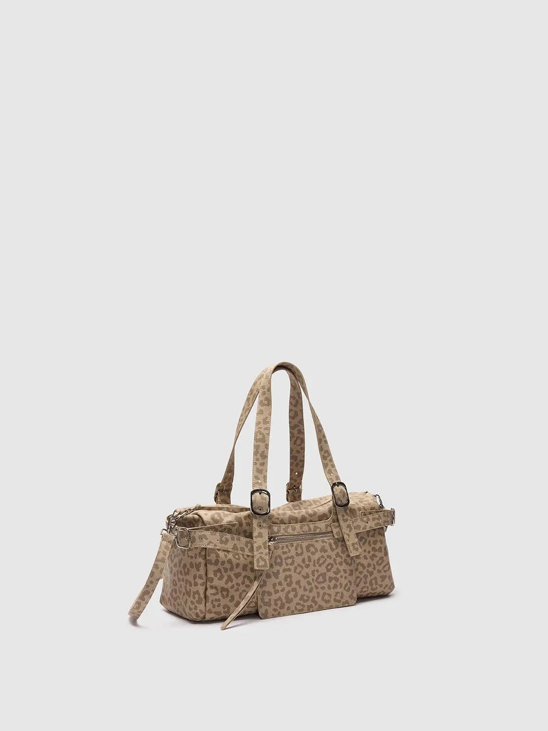 Shoulder & Crossbody Bag by Urban Revivo Fashion in beige leopard print with dual top handles and detachable strap