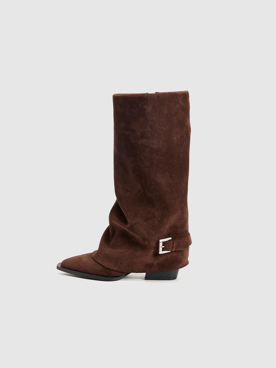 Bottes au genou en daim à bout pointu