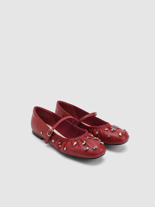 Embellished Strappy Ruched Ballet Flat Pumps
