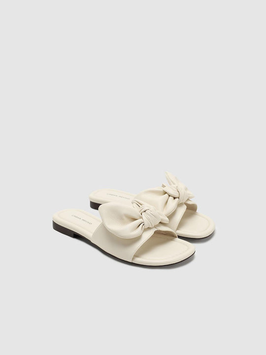 Faux Leather Bow Detail Slippers