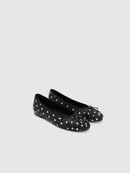 Polka Dot Bow Front Hand Stitched Ballet Flats