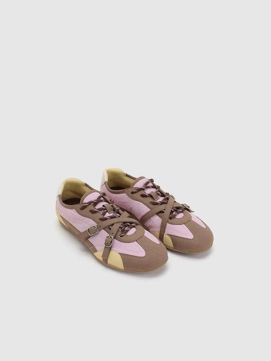Panelled Color-Block Buckle Strap Sneakers