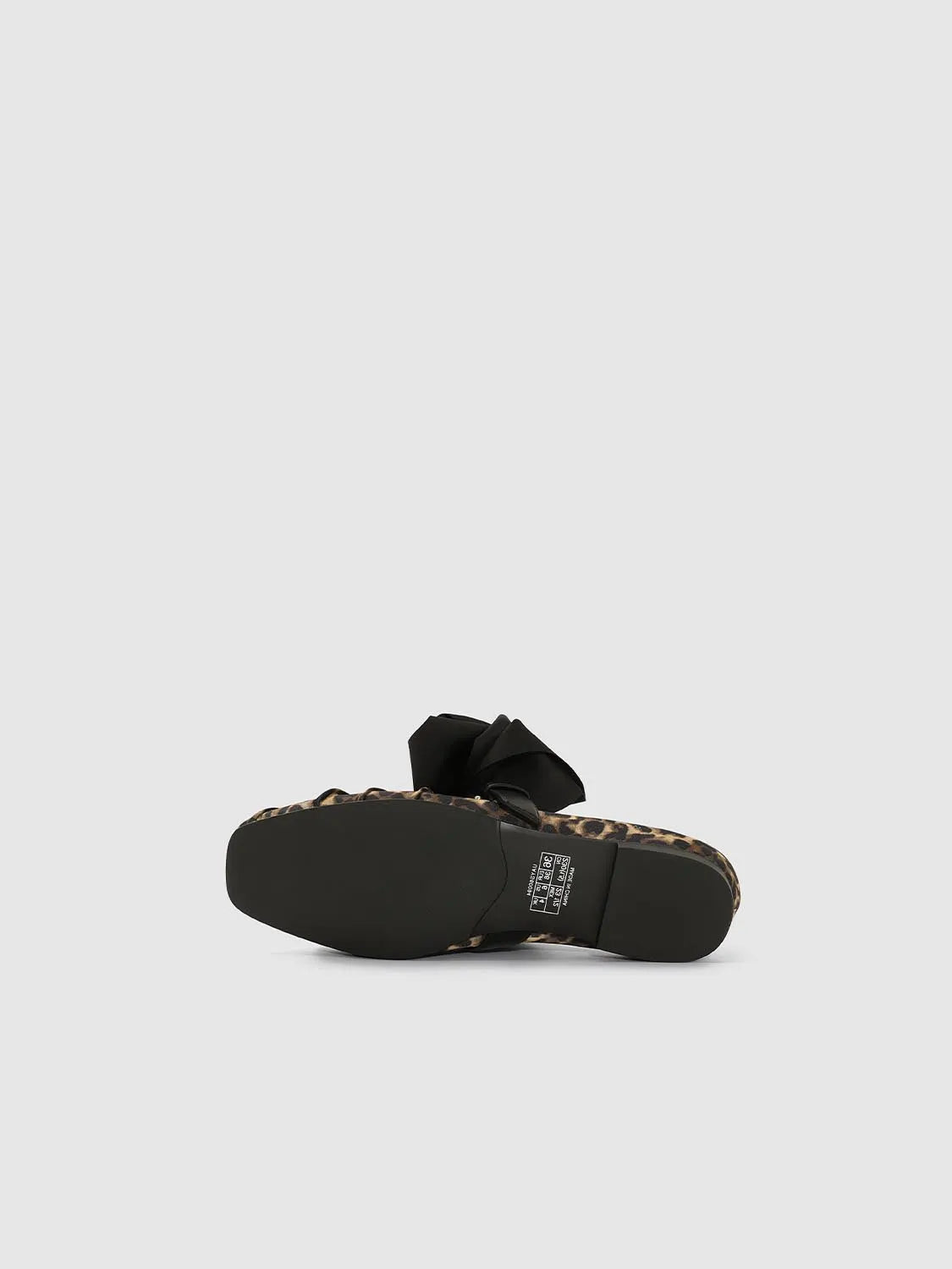 Flats by Urban Revivo, black with leopard-print trim and bow detail