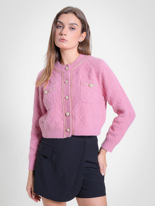 Standard Sleeve Crew Neck Knitted Cardigans