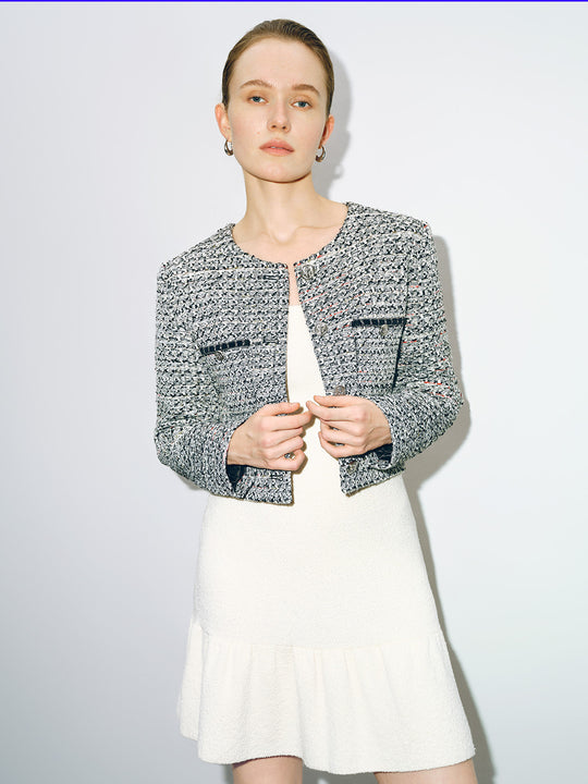 Crew Neck Tweed Jacket