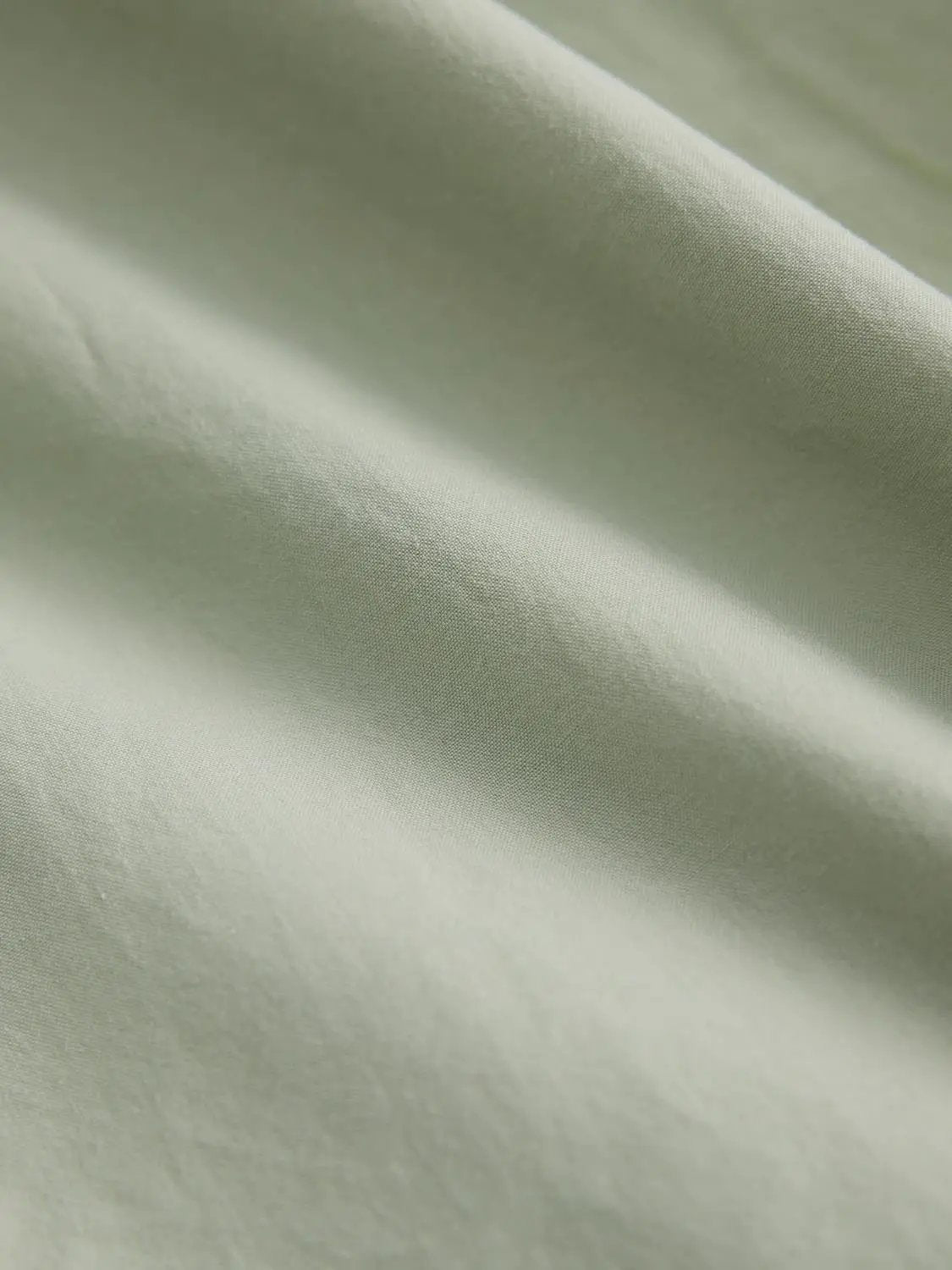 Cropped Button-Front Non-Stretch Cotton Shirt in pale sage green fabric