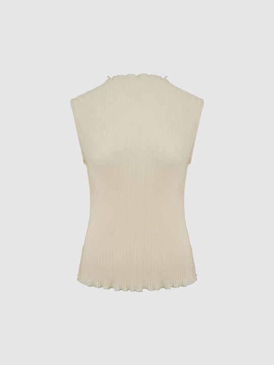 T-shirt aderenti senza maniche con collo a imbuto