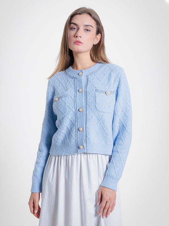 Langarm-Tweed-Cardigans