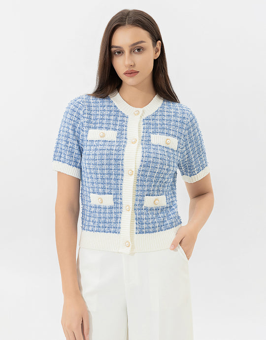 Crew Neck Knitted Cardigan