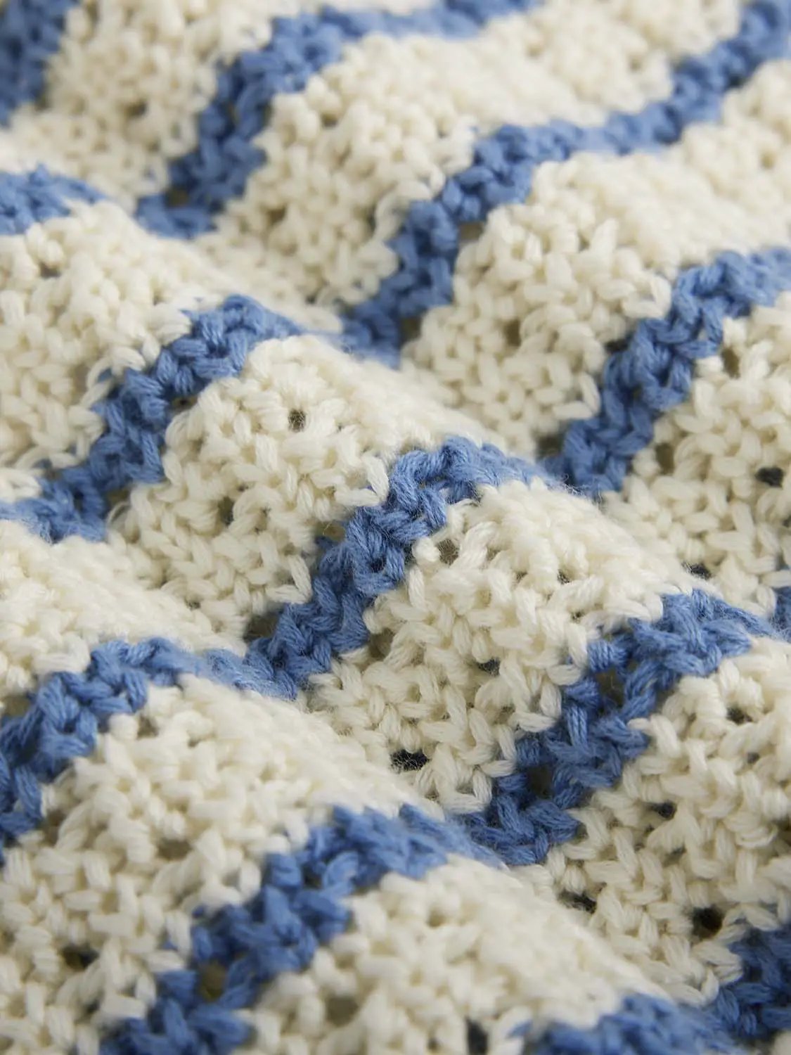 Cotton Striped Textured Knit Rib Trim T-Shirt fabric in cream and blue; Urban Revivo Fashion