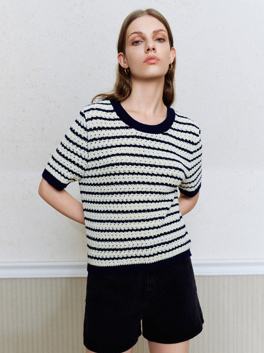 Standard Sleeve Crew Neck Knitted T-Shirts