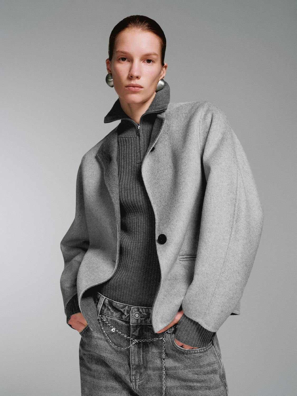 Short Tailored Wool Blend Jackets