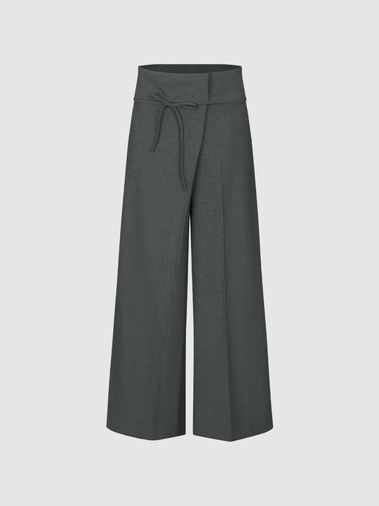 Bow Décor Wide Leg Pants