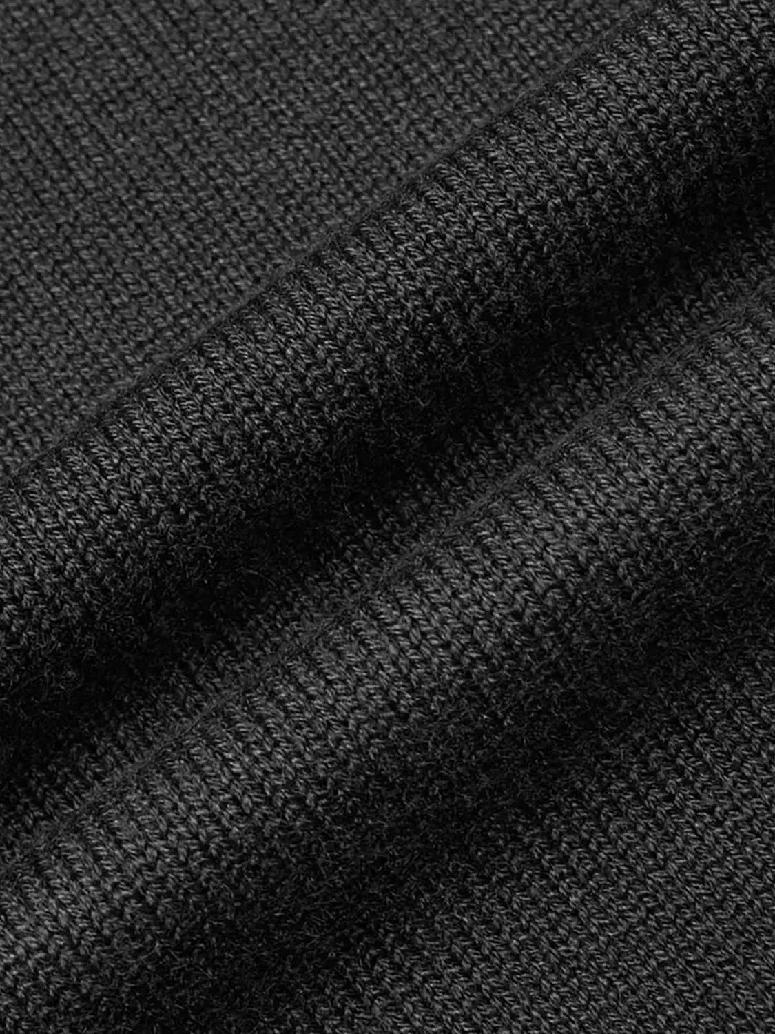 Mock-neck knitted cardigan in black with textured fabric; Urban Revivo Fashion