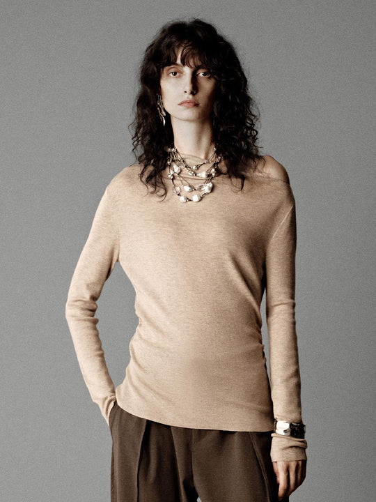 T-shirts tricotés asymétriques à une épaule