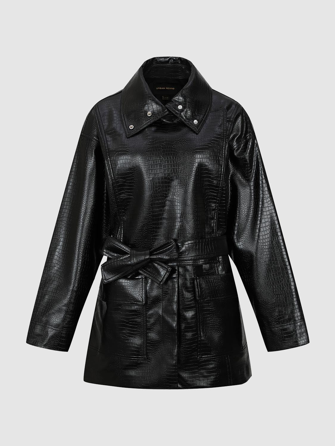 Oversize Faux Leather Belted Jackets