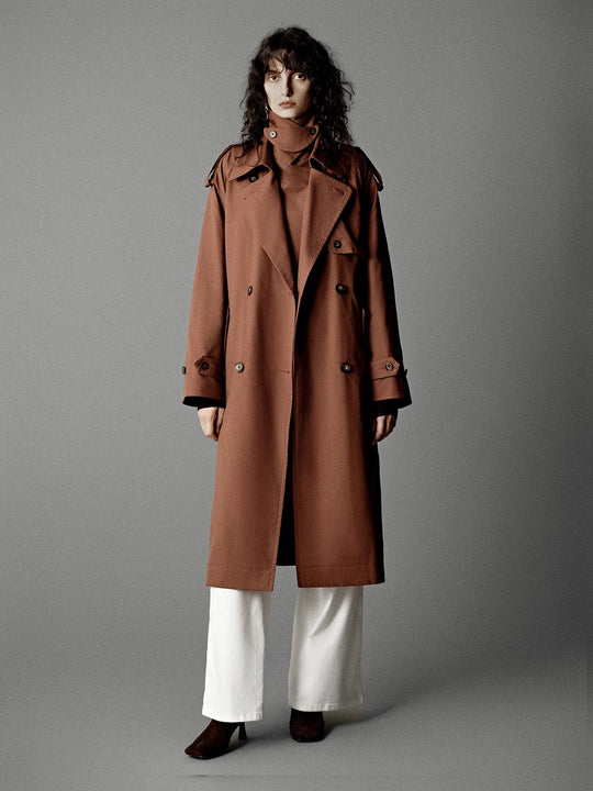 Belted Double Breasted Lapeled Trench Coats