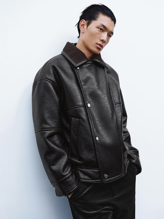 Faux Leather Harrington Jackets