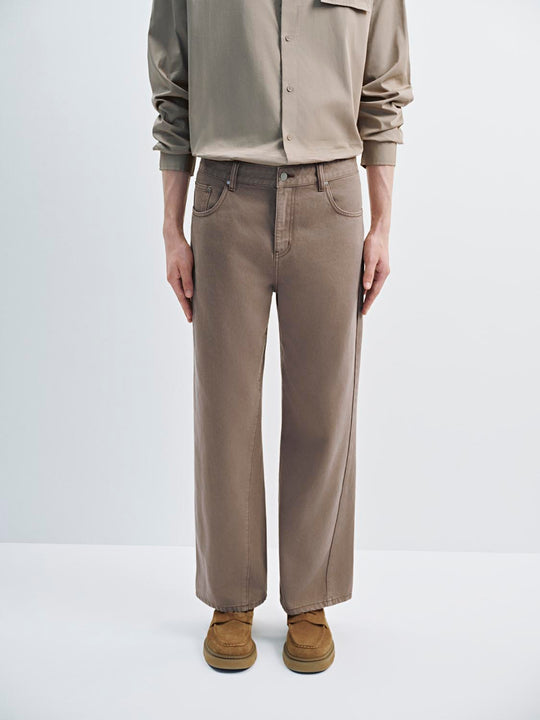 Wide Leg Spliced Denim Pants