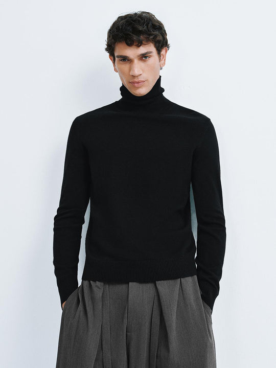 T-shirt a collo alto lavorate a maglia