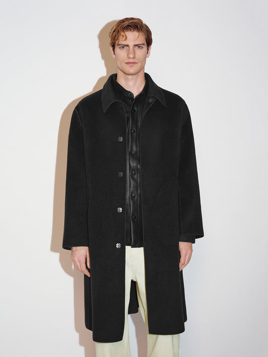 Loose Button Up Midi Wool Blend Coats