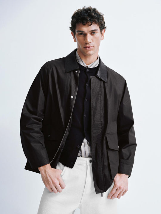 Faux Leather Concealed Zip Bomber Jackets