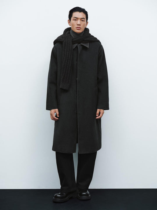 Concealed Button Oversize Wool Blend Coat