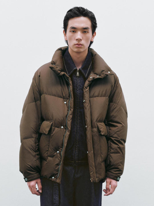 Funnel Neck Quilted Down Jackets