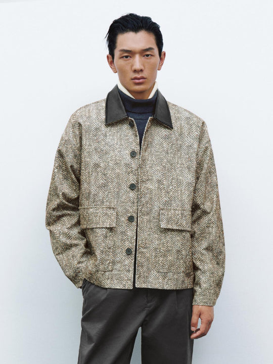 Chaquetas con cuello de PU contrastante