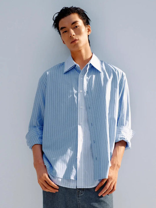 Oversized Relaxed Striped Cotton Shirt