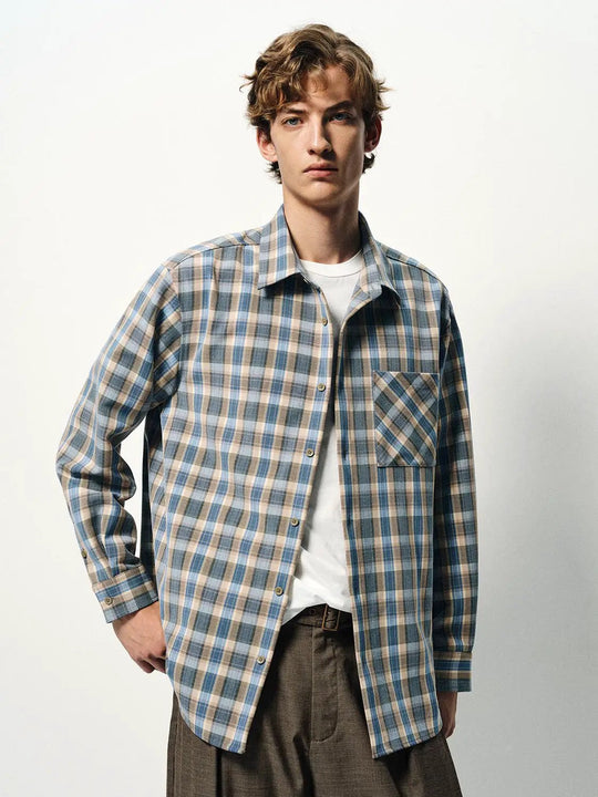 Checked Long Sleeve Shirt With Single Chest Pocket