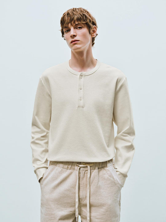 Henley-Ausschnitt Langarm-T-Shirts