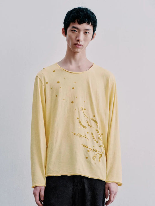 Cotton Embroidered Floral Long Sleeve T-Shirts