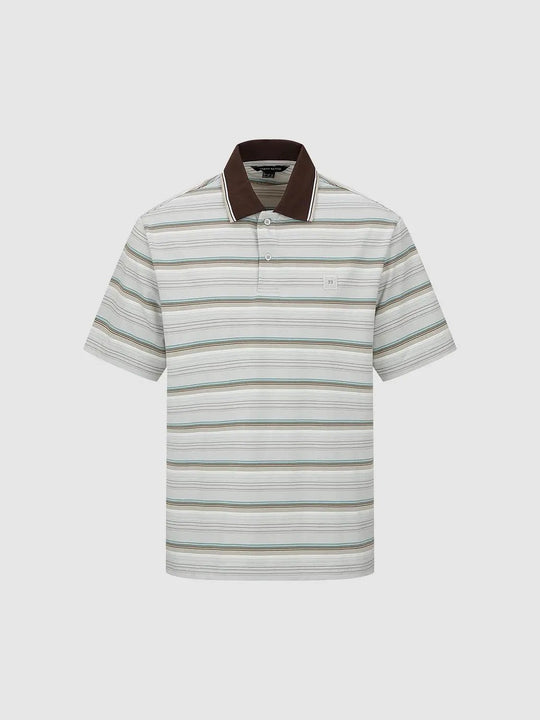 Striped With Contrast Collar Polo Shirts