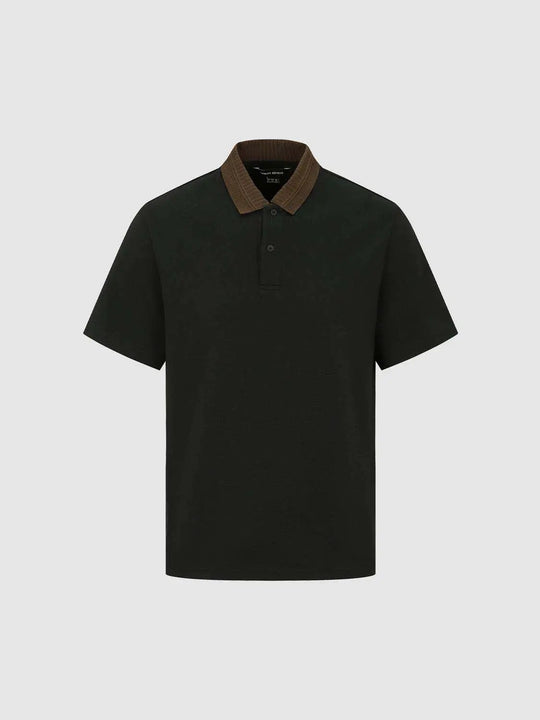 Cotton Ribbed Collar Polo Shirts