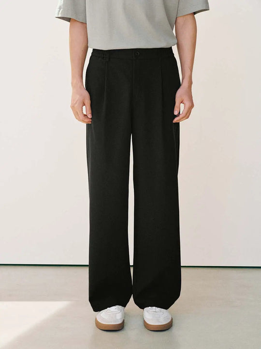 Wide-leg High-rise Pleated Front Pockets Pants