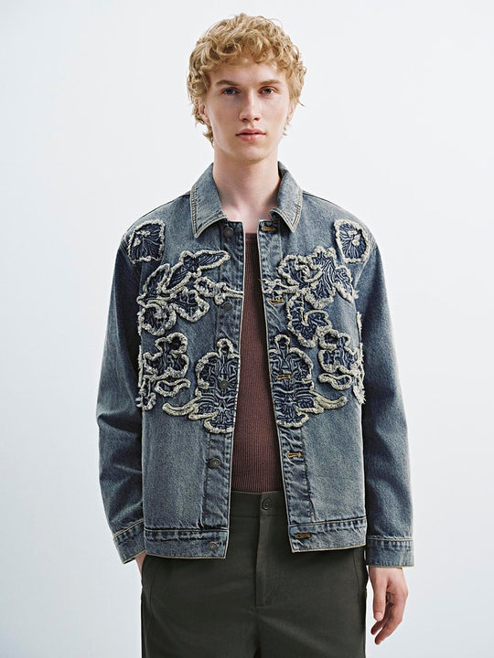 Vestes en jean boutonnées brodées