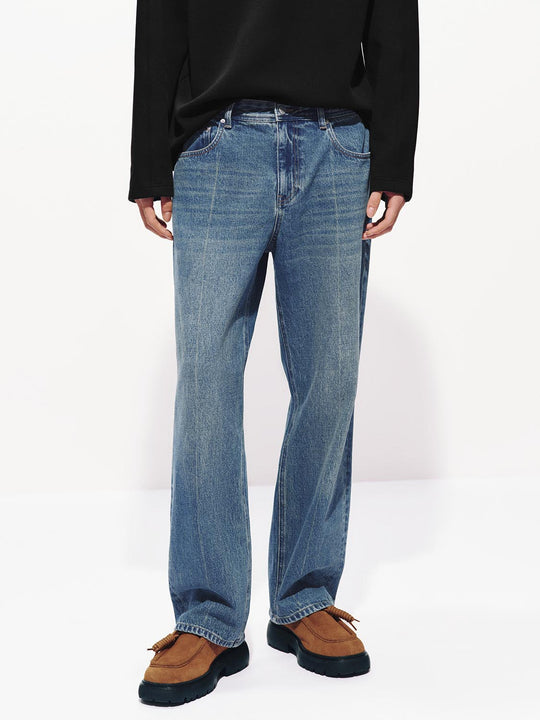 Washed Straight Leg Jeans