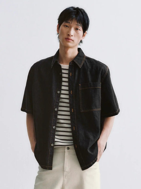 Cotton Medium-Thickness Slight Stretch Denim Shirts